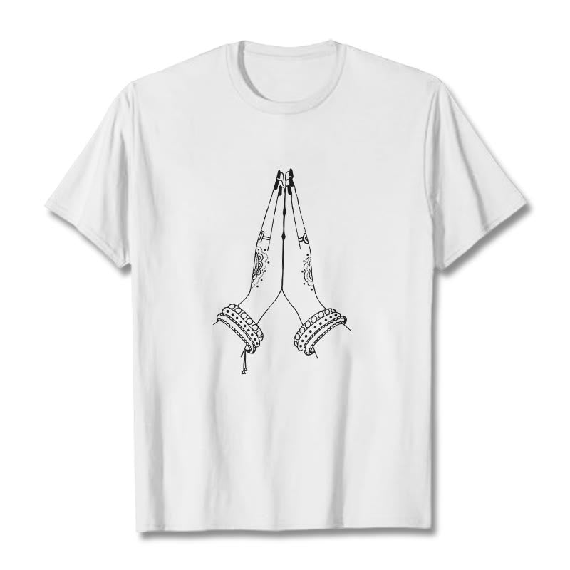Buddha Stonesが手を合わせる祈りのデザインTシャツ - 白 - 2XL - image 8