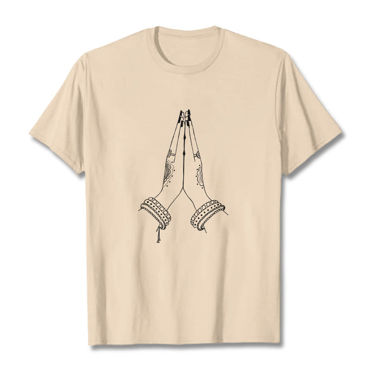 Buddha Stonesが手を合わせる祈りのデザインTシャツ - ビスク - 2XL - image 11