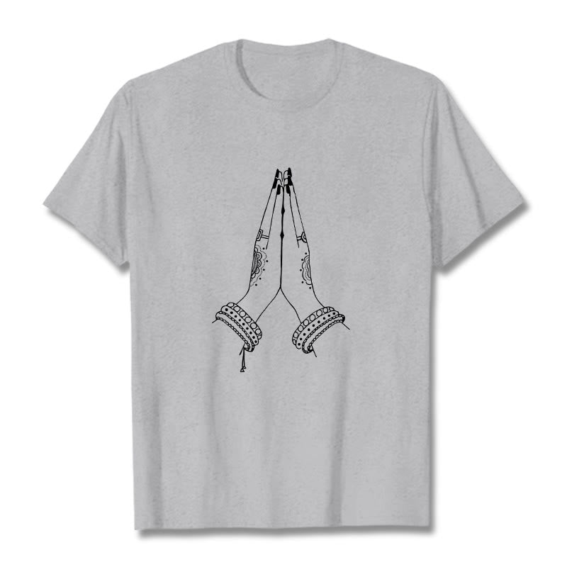 Buddha Stonesが手を合わせる祈りのデザインTシャツ - ライトグレー - 2XL - image 19