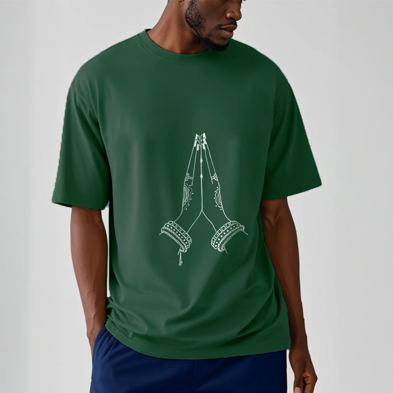 Buddha Stonesが手を合わせる祈りのデザインTシャツ - image 1
