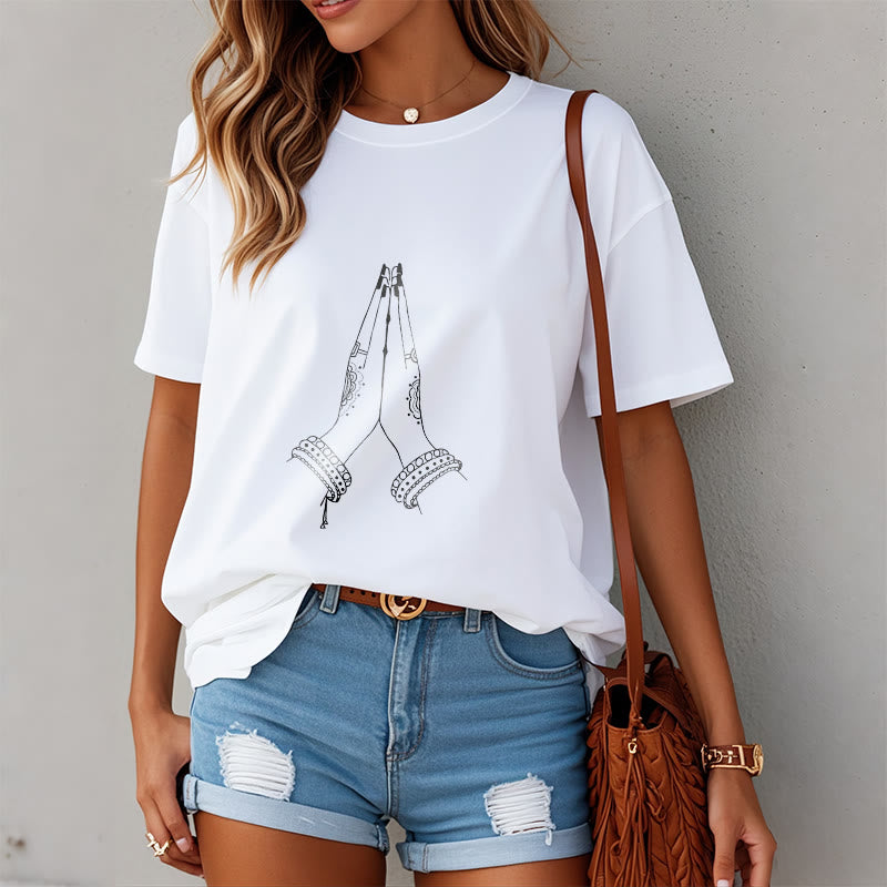 Buddha Stonesが手を合わせる祈りのデザインTシャツ - image 9