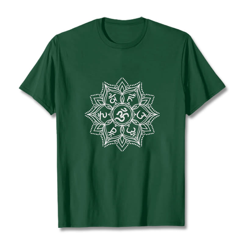 Buddha Stones曼荼羅花オーム・マニ・パドメ・フムサンスクリット マントラ Tシャツ - フォレストグリーン - 2XL - image 4