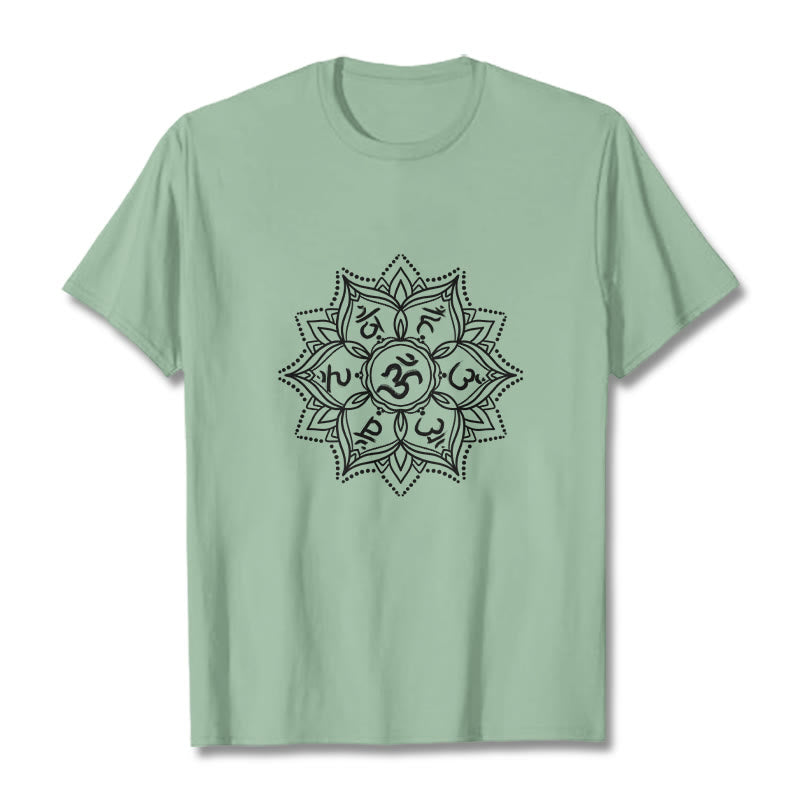 Buddha Stones曼荼羅花オーム・マニ・パドメ・フムサンスクリット マントラ Tシャツ - ペールグリーン - 2XL - image 15