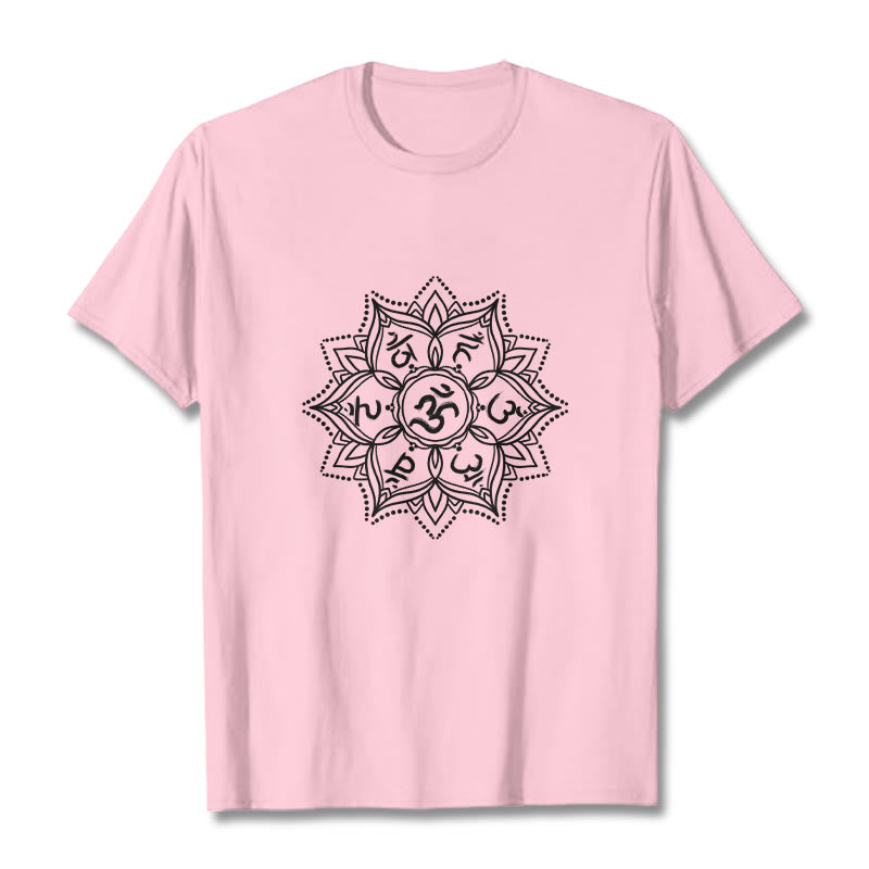 Buddha Stones曼荼羅花オーム・マニ・パドメ・フムサンスクリット マントラ Tシャツ - ライトピンク - 2XL - image 12
