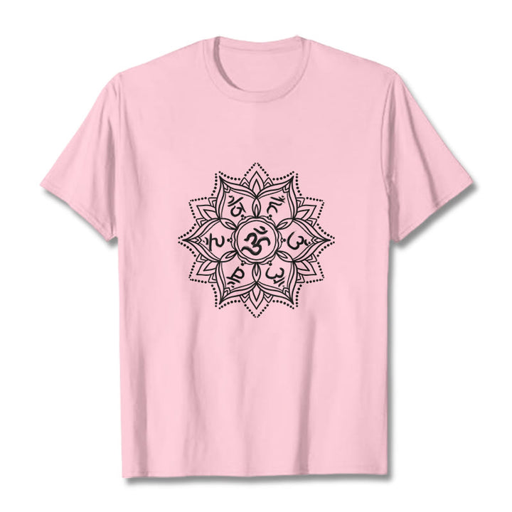 Buddha Stones曼荼羅花オーム・マニ・パドメ・フムサンスクリット マントラ Tシャツ - ライトピンク - 2XL - image 12