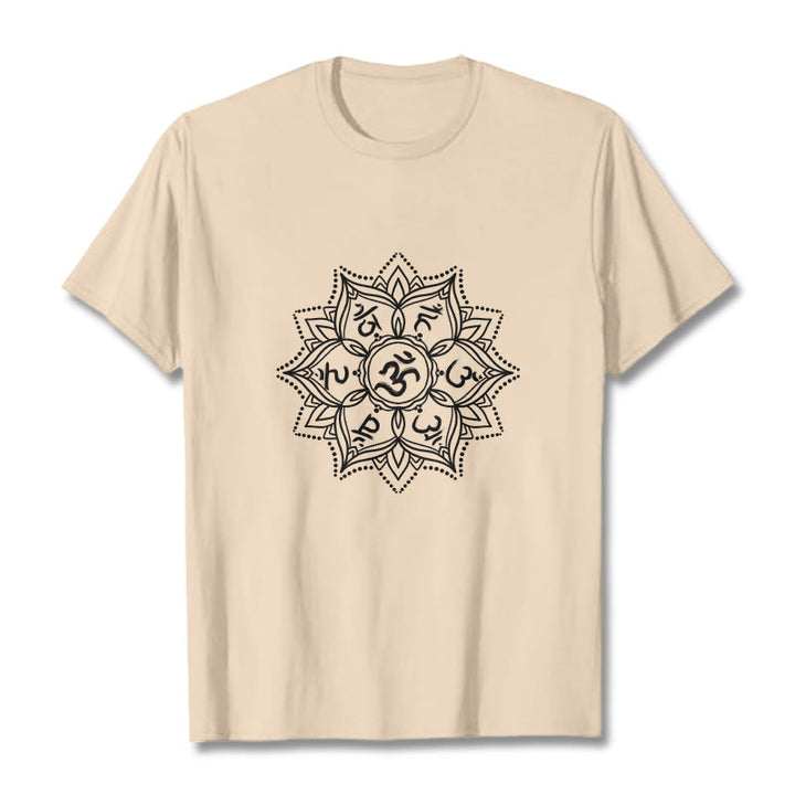 Buddha Stones曼荼羅花オーム・マニ・パドメ・フムサンスクリット マントラ Tシャツ - ビスク - 2XL - image 10