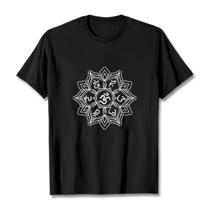 Buddha Stones曼荼羅花オーム・マニ・パドメ・フムサンスクリット マントラ Tシャツ - 黒 - 2XL - image 6