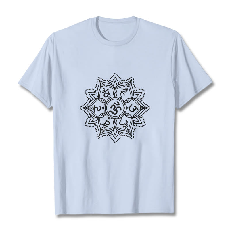 Buddha Stones曼荼羅花オーム・マニ・パドメ・フムサンスクリット マントラ Tシャツ - ライトシアン - 2XL - image 18