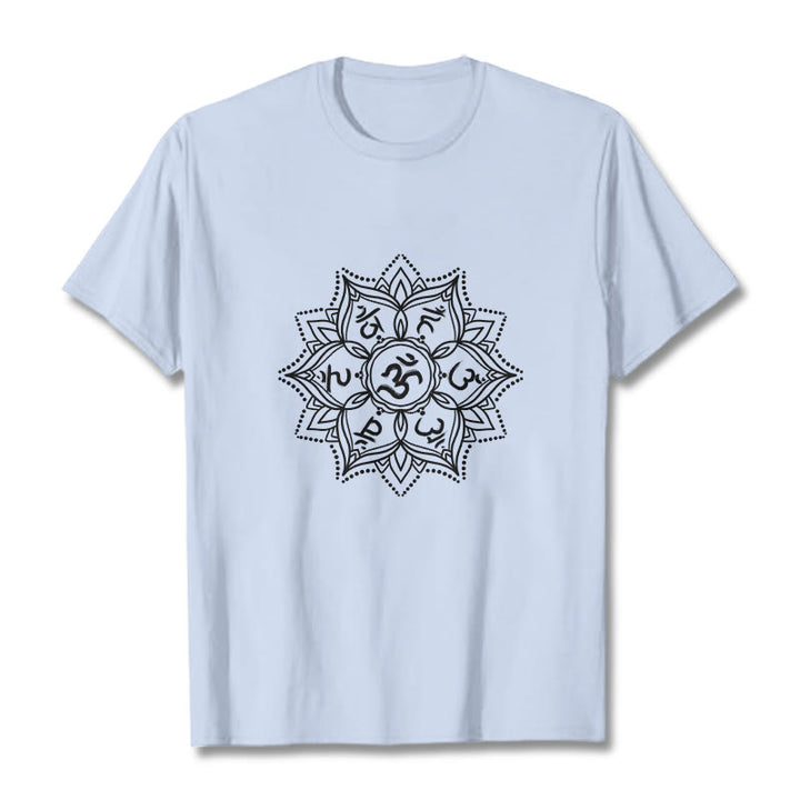 Buddha Stones曼荼羅花オーム・マニ・パドメ・フムサンスクリット マントラ Tシャツ - ライトシアン - 2XL - image 18