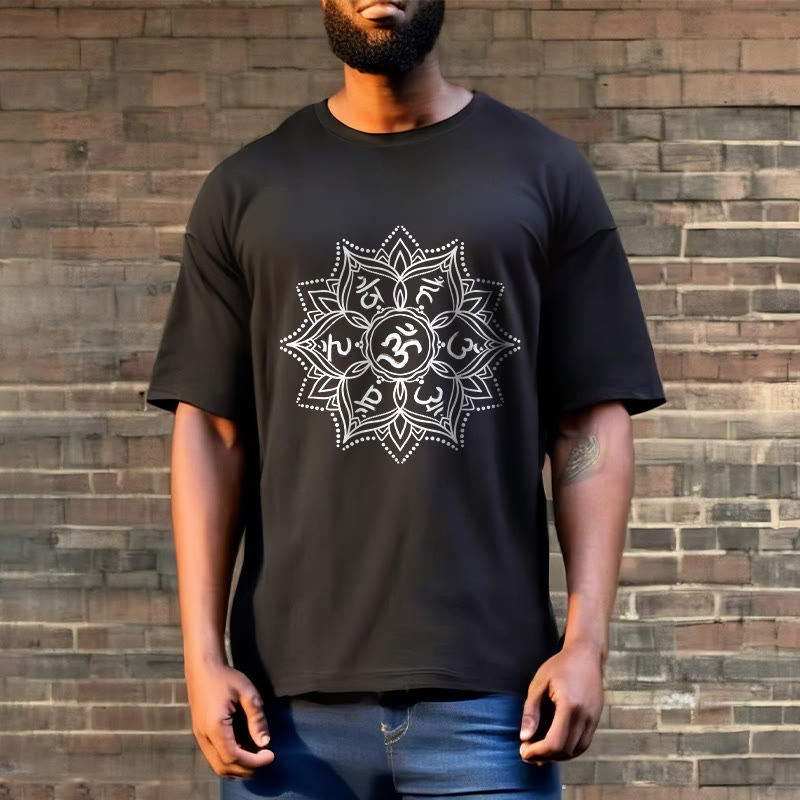 Buddha Stones曼荼羅花オーム・マニ・パドメ・フムサンスクリット マントラ Tシャツ - image 8