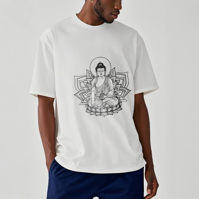 蓮の台座に座る仏陀のBuddha StonesTシャツ - image 6
