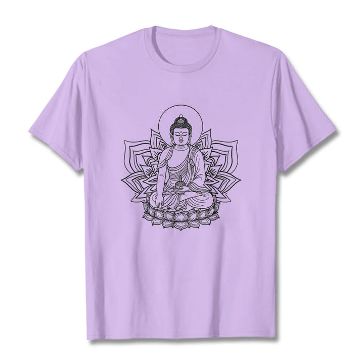 蓮の台座に座る仏陀のBuddha StonesTシャツ - 梅 - 2XL - image 16
