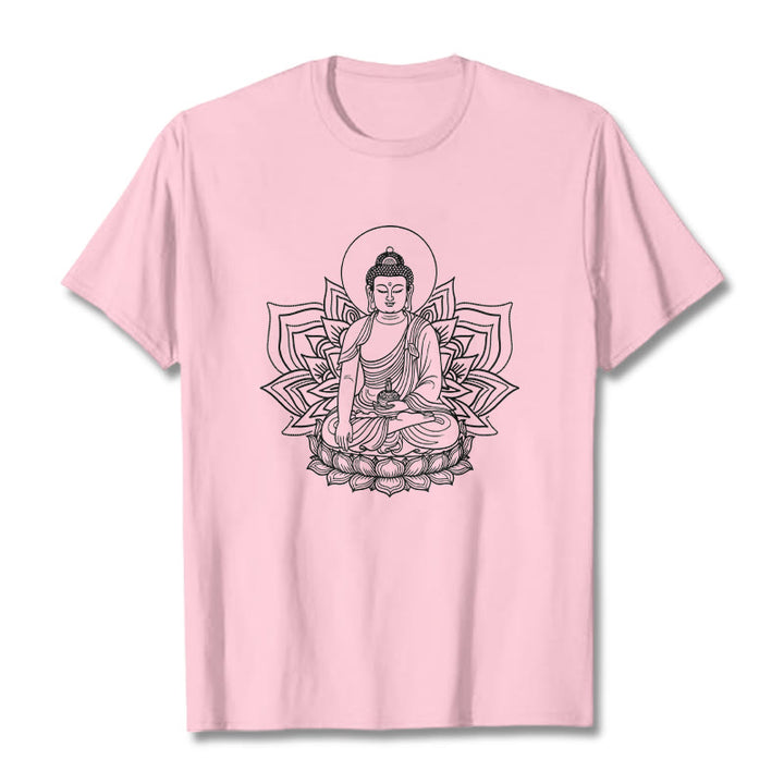蓮の台座に座る仏陀のBuddha StonesTシャツ - ライトピンク - 2XL - image 12