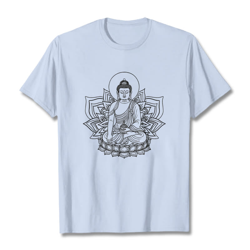 蓮の台座に座る仏陀のBuddha StonesTシャツ - ライトシアン - 2XL - image 18