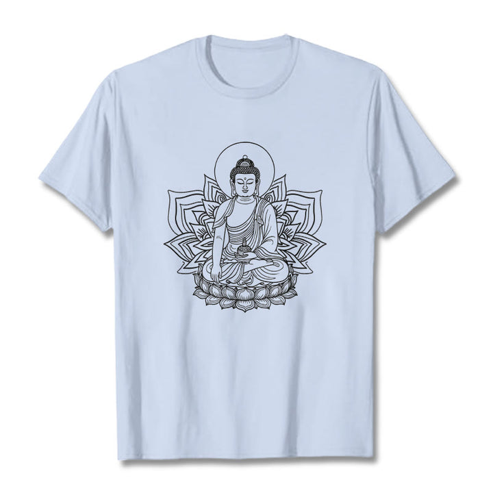 蓮の台座に座る仏陀のBuddha StonesTシャツ - ライトシアン - 2XL - image 18