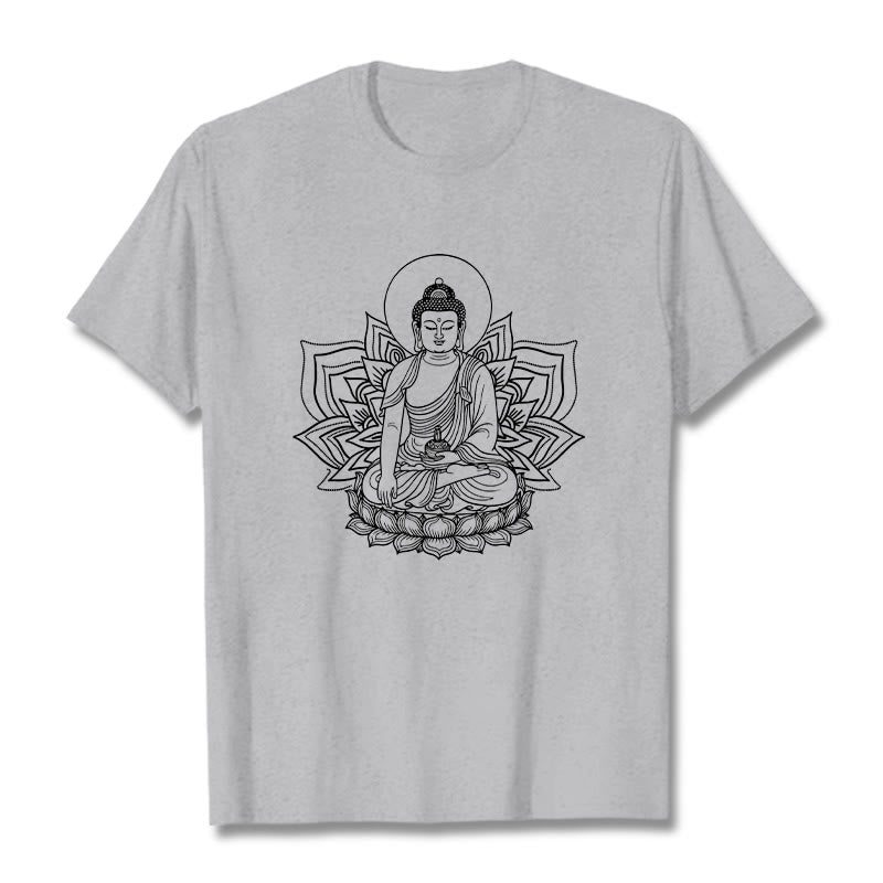 蓮の台座に座る仏陀のBuddha StonesTシャツ - ライトグレー - 2XL - image 19