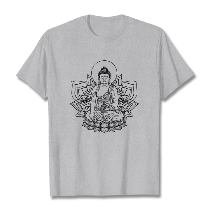 蓮の台座に座る仏陀のBuddha StonesTシャツ - ライトグレー - 2XL - image 19