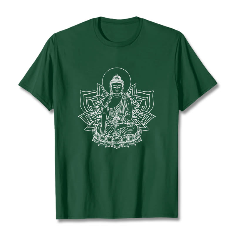 蓮の台座に座る仏陀のBuddha StonesTシャツ - フォレストグリーン - 2XL - image 10