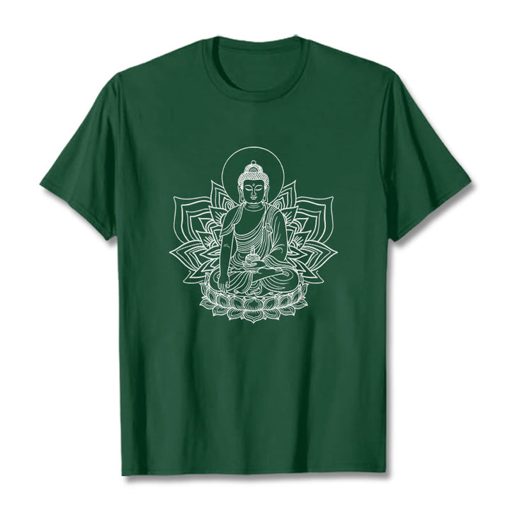 蓮の台座に座る仏陀のBuddha StonesTシャツ - フォレストグリーン - 2XL - image 10