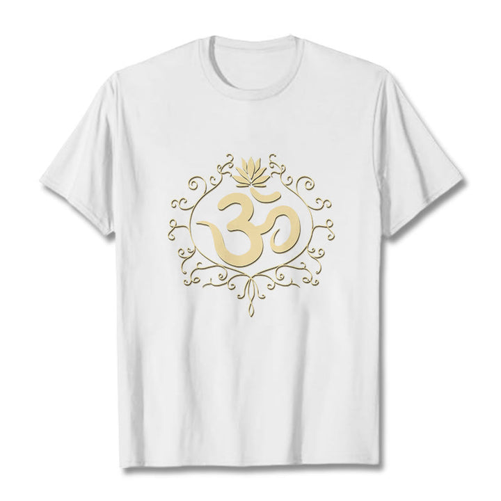 Buddha Stones、オームシンボル、つる、蓮の花Tシャツ - 白 - 2XL - image 8