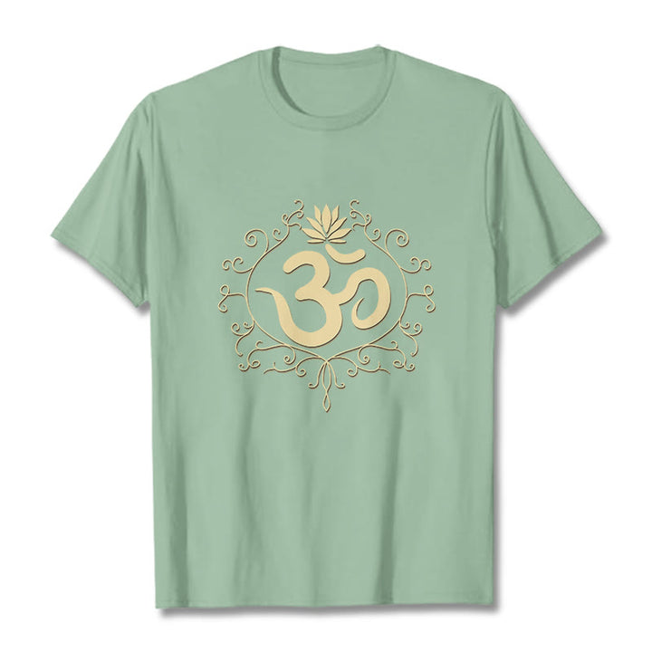 Buddha Stones、オームシンボル、つる、蓮の花Tシャツ - ペールグリーン - 2XL - image 19