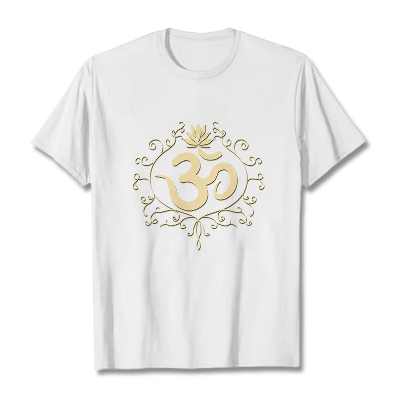 Buddha Stones、オームシンボル、つる、蓮の花Tシャツ - 白 - 2XL - image 7