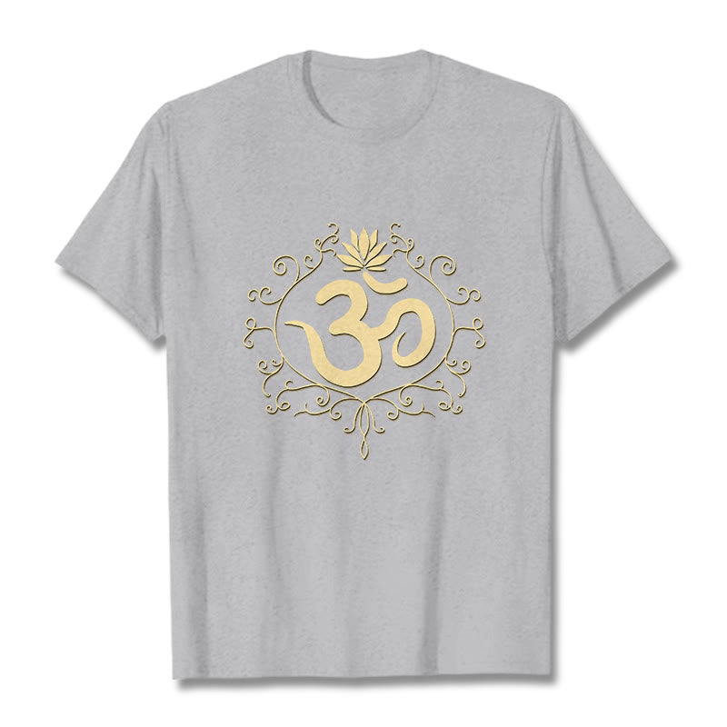 Buddha Stones、オームシンボル、つる、蓮の花Tシャツ - ライトグレー - 2XL - image 10