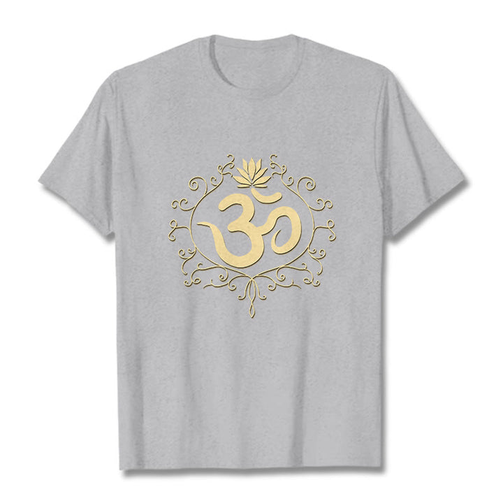 Buddha Stones、オームシンボル、つる、蓮の花Tシャツ - ライトグレー - 2XL - image 10