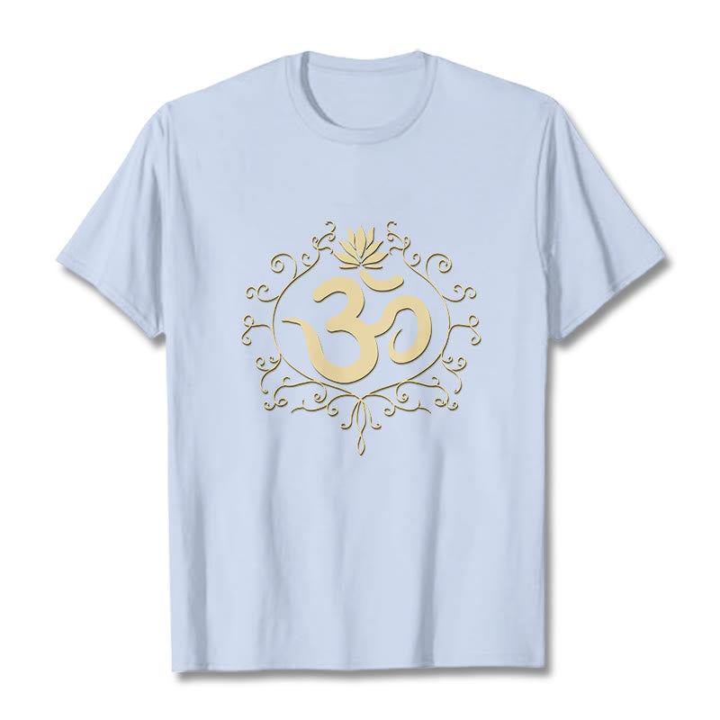 Buddha Stones、オームシンボル、つる、蓮の花Tシャツ - ライトシアン - 2XL - image 14