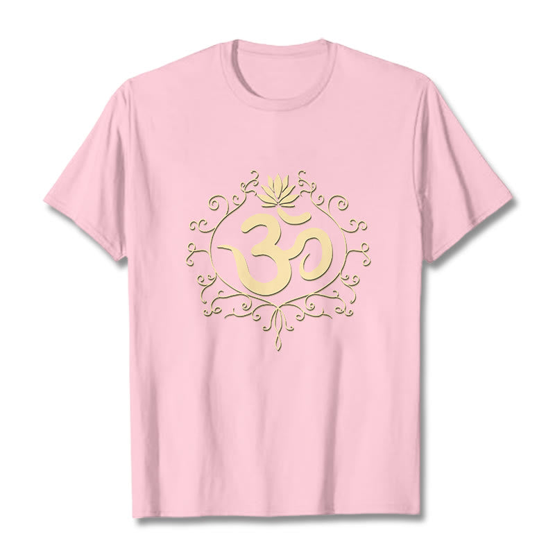 Buddha Stones、オームシンボル、つる、蓮の花Tシャツ - ライトピンク - 2XL - image 14