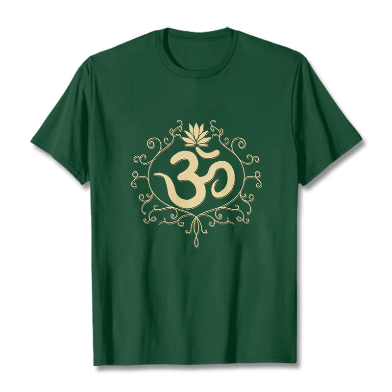 Buddha Stones、オームシンボル、つる、蓮の花Tシャツ - フォレストグリーン - 2XL - image 6