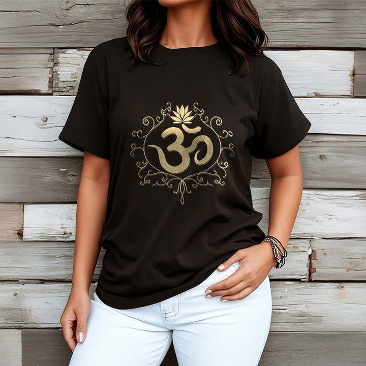 Buddha Stones、オームシンボル、つる、蓮の花Tシャツ - image 4