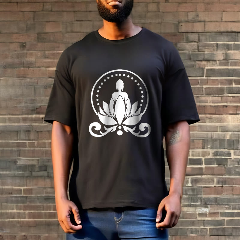 Buddha Stones瞑想 蓮の花に座る仏陀のTシャツ - image 6