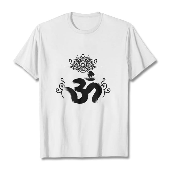 Buddha Stonesオムシンボル サンスクリット フローラルTシャツ - 白 - 2XL - image 1