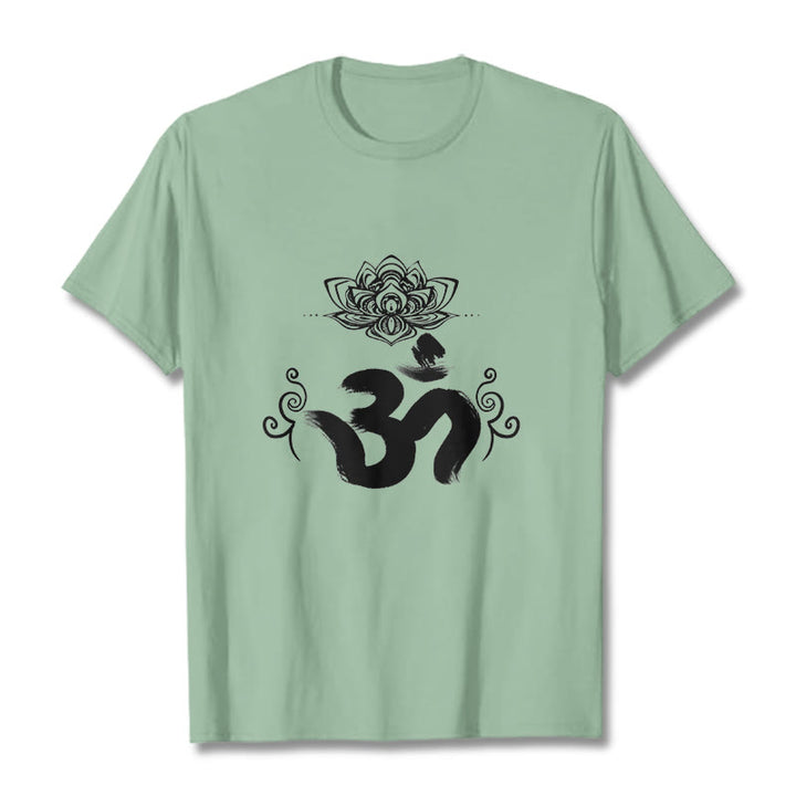 Buddha Stonesオムシンボル サンスクリット フローラルTシャツ - 淡い緑色 - 2XL - image 18