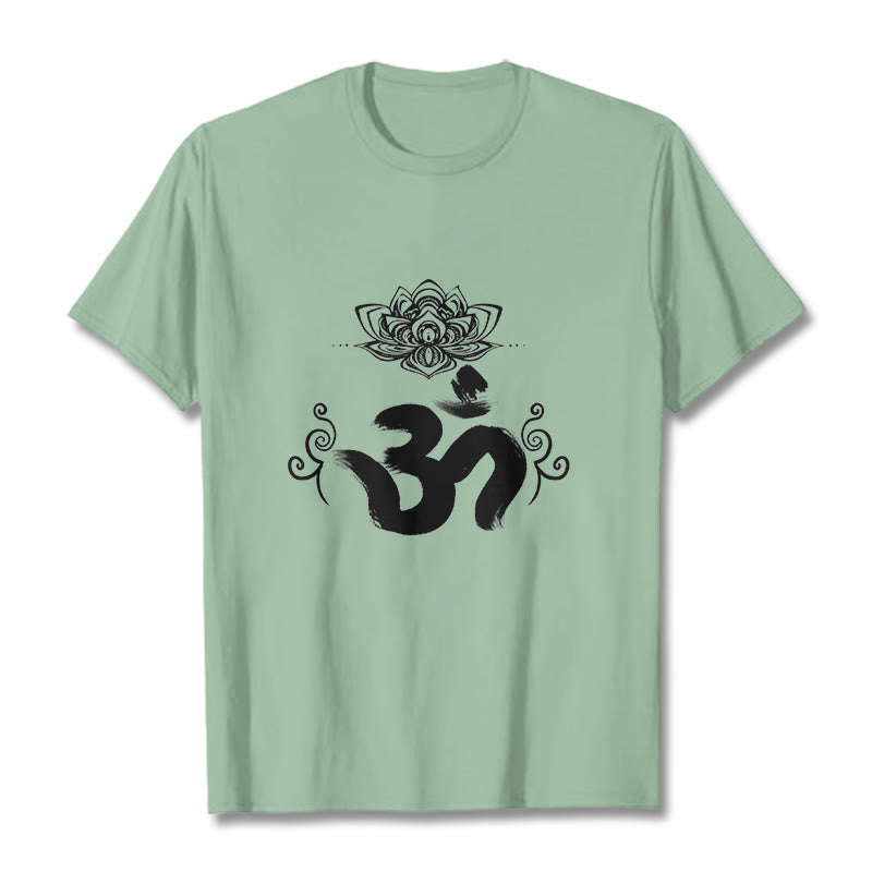 Buddha Stonesオムシンボル サンスクリット フローラルTシャツ - ペールグリーン - 2XL - image 19