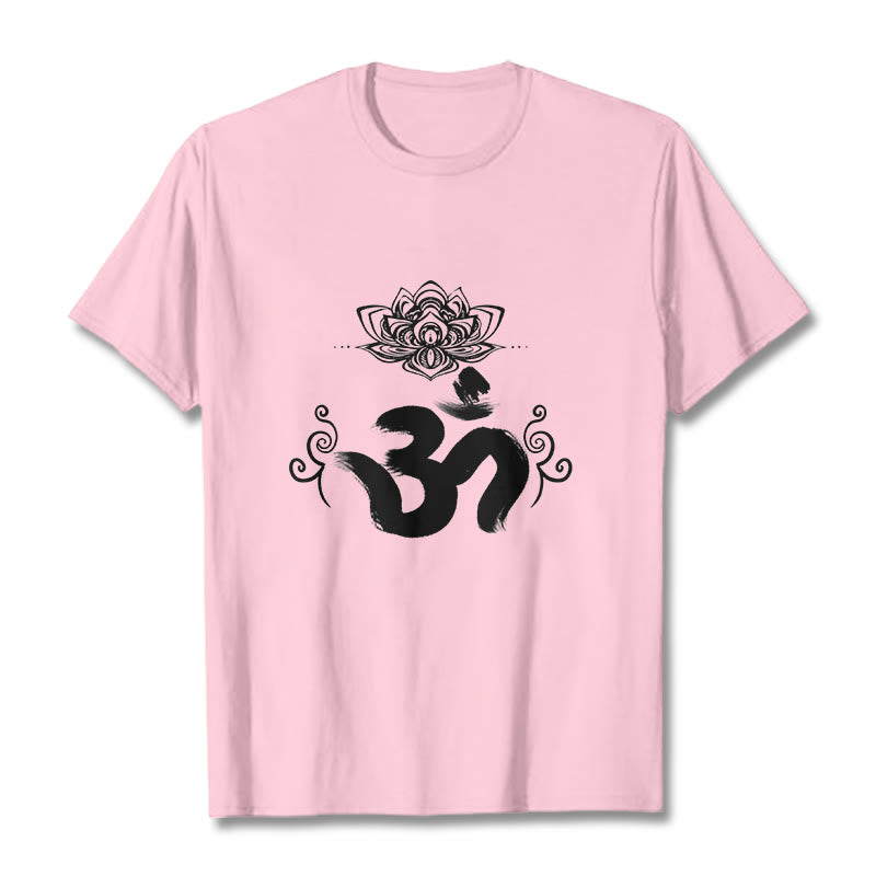 Buddha Stonesオムシンボル サンスクリット フローラルTシャツ - ライトピンク - 2XL - image 14