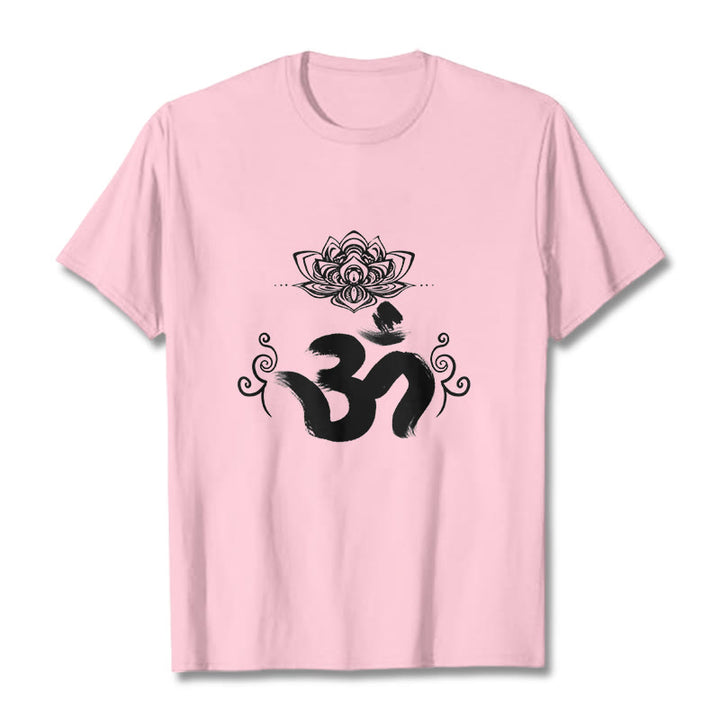 Buddha Stonesオムシンボル サンスクリット フローラルTシャツ - ライトピンク - 2XL - image 14