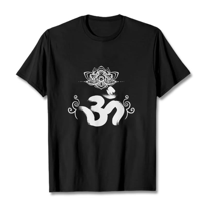 Buddha Stonesオムシンボル サンスクリット フローラルTシャツ - 黒 - 2XL - image 6