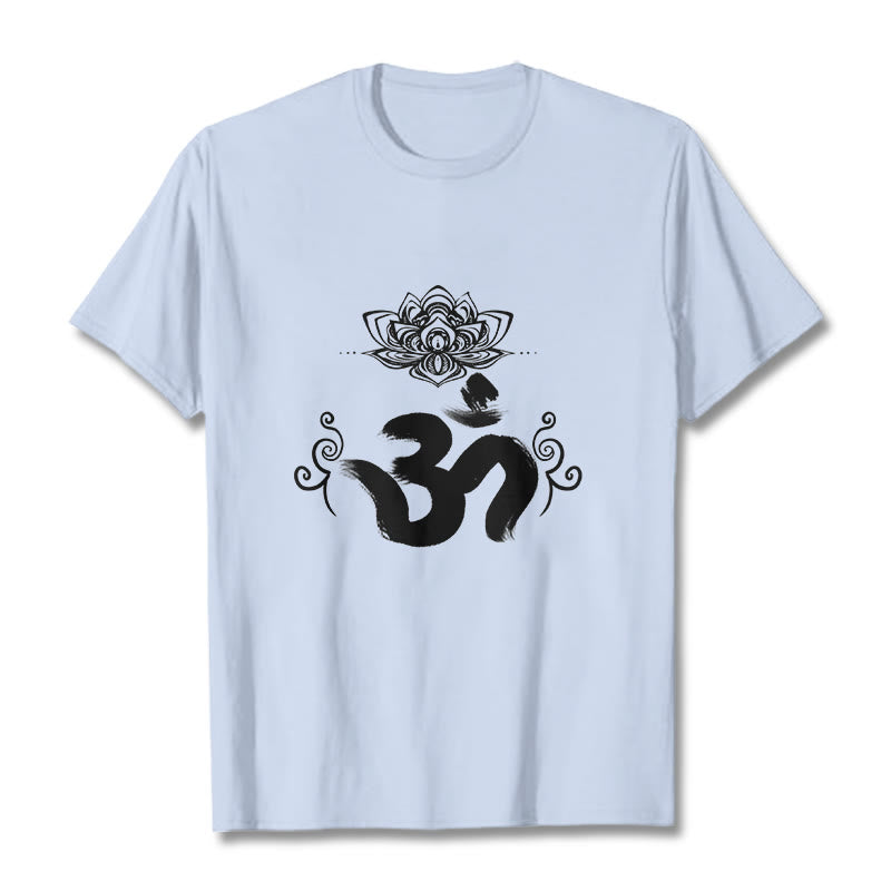 Buddha Stonesオムシンボル サンスクリット フローラルTシャツ - ライトシアン - 2XL - image 13
