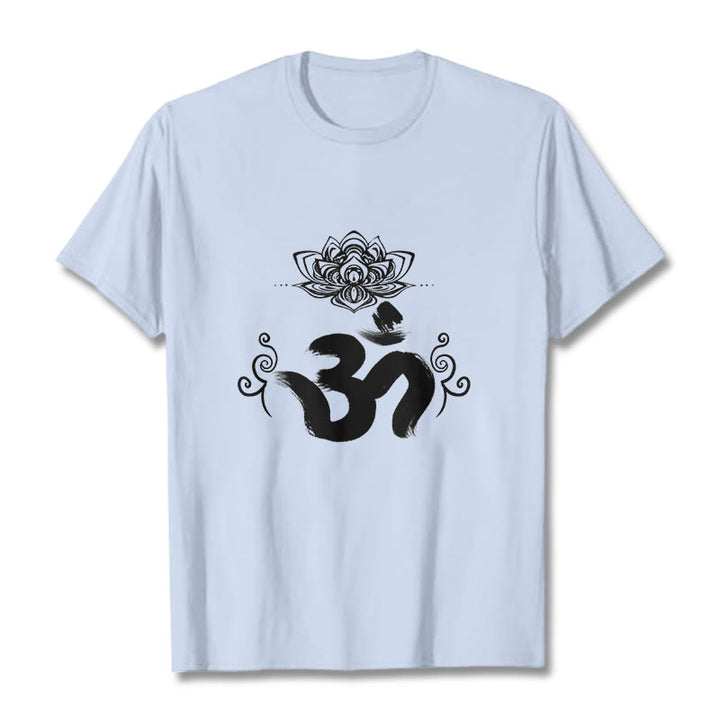 Buddha Stonesオムシンボル サンスクリット フローラルTシャツ - ライトシアン - 2XL - image 13