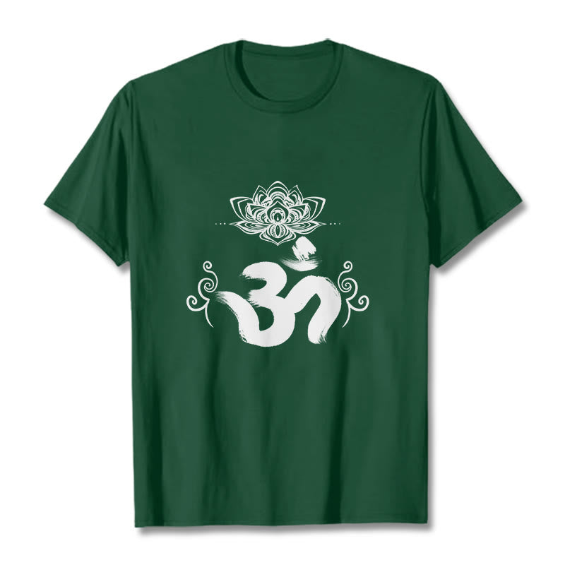 Buddha Stonesオムシンボル サンスクリット フローラルTシャツ - フォレストグリーン - 2XL - image 4