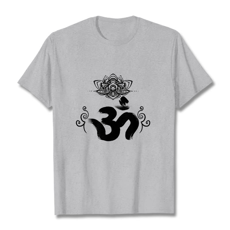 Buddha Stonesオムシンボル サンスクリット フローラルTシャツ - ライトグレー - 2XL - image 11