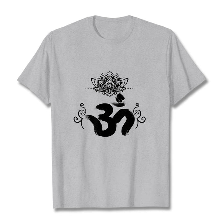 Buddha Stonesオムシンボル サンスクリット フローラルTシャツ - ライトグレー - 2XL - image 10