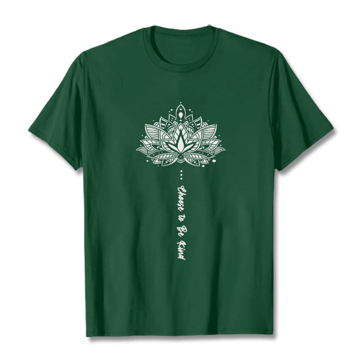 Buddha Stonesは親切を選ぶ 幾何学模様の花Tシャツ - フォレストグリーン - 2XL - image 0