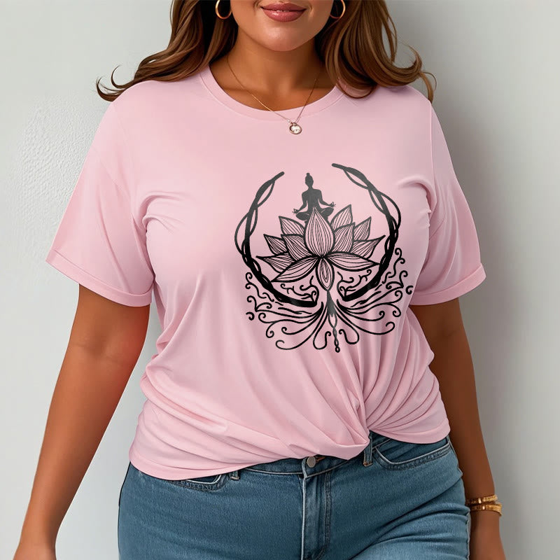 Buddha Stones瞑想 蓮の花の中に座る仏陀のTシャツ - image 13