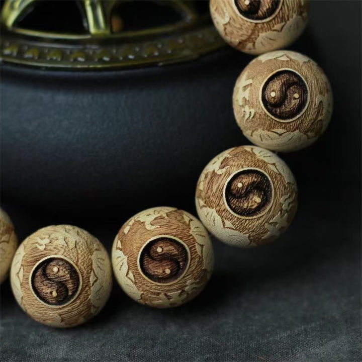 Buddha Stones、樟脳、陰陽、牛の彫刻入り透明ブレスレット - image 10