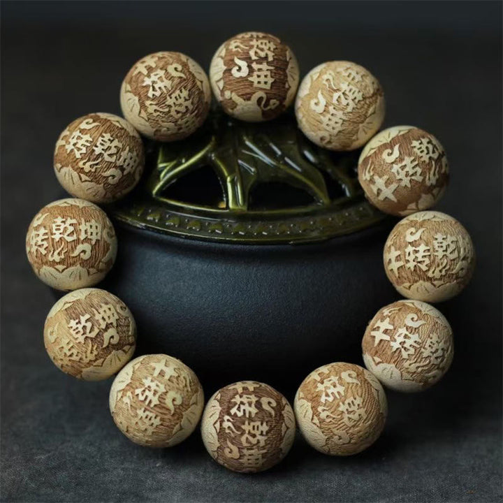 Buddha Stones、樟脳、陰陽、牛の彫刻入り透明ブレスレット - image 5