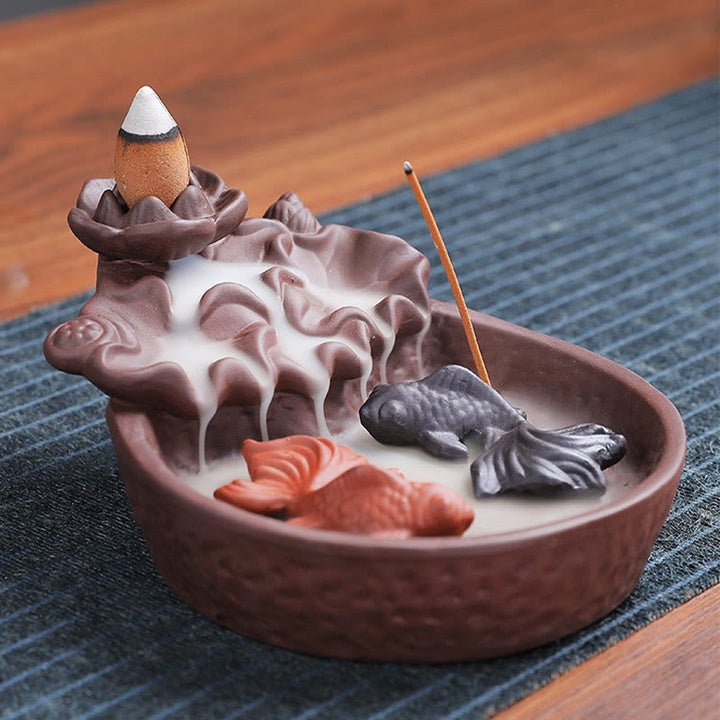 Buddha Stones鯉 牛 紫粘土 陶器 お香立て 癒し お香炉 装飾 - image 10