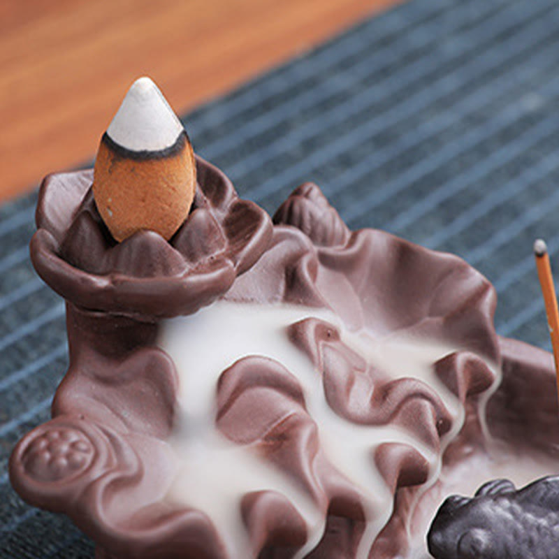 Buddha Stones鯉 牛 紫粘土 陶器 お香立て 癒し お香炉 装飾 - image 14